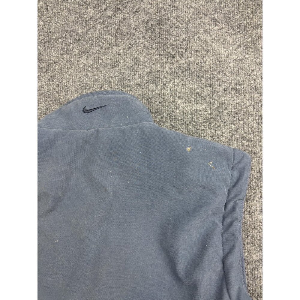 Nike Fleece‎ Vest Mens M Blue Gray Reversible Full Zip Mock Neck Swoosh Logo - Picture 10 of 10